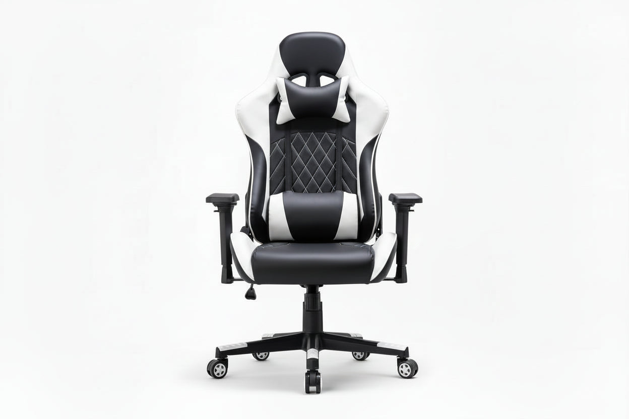 Ergonomic Racing Style Gaming Chair - White & Black